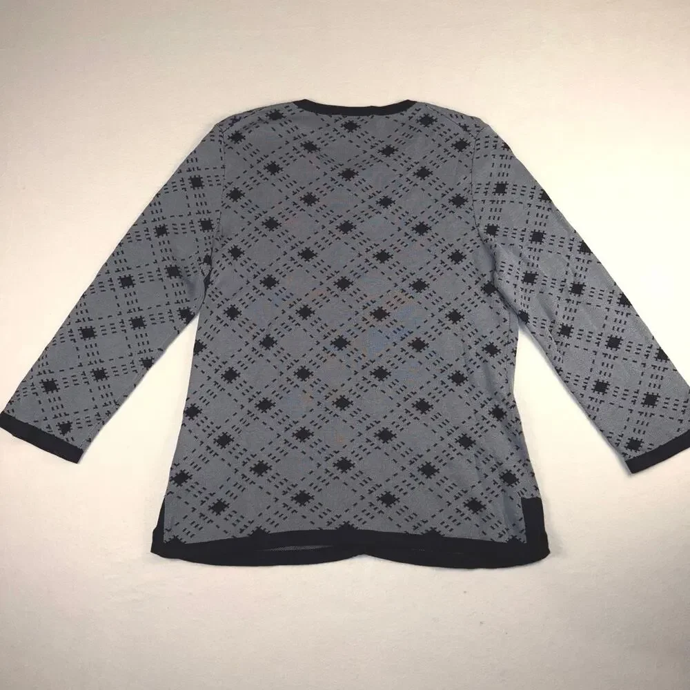 Pendleton Women’s Blue Navy Geometric Pattern Silk Cotton Button Cardigan Size M